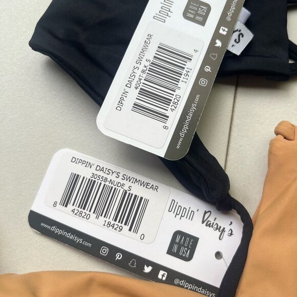 Nwt Dippin’ Daisy’s Ensenada high waist strap nude black lace up bikini - Picture 3 of 3